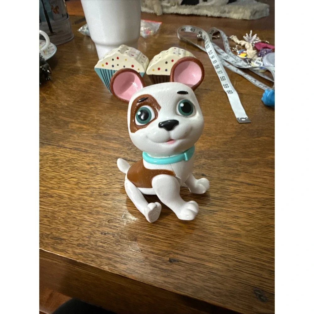 Bulldog Puppy Figure Brown White Teal Collar‎ 3 Inch Toy